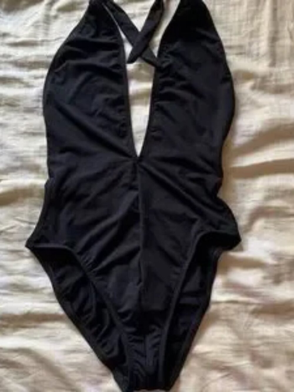 NWOT Anne Cole Black Plunge One-Piece Swimsuit Size 12